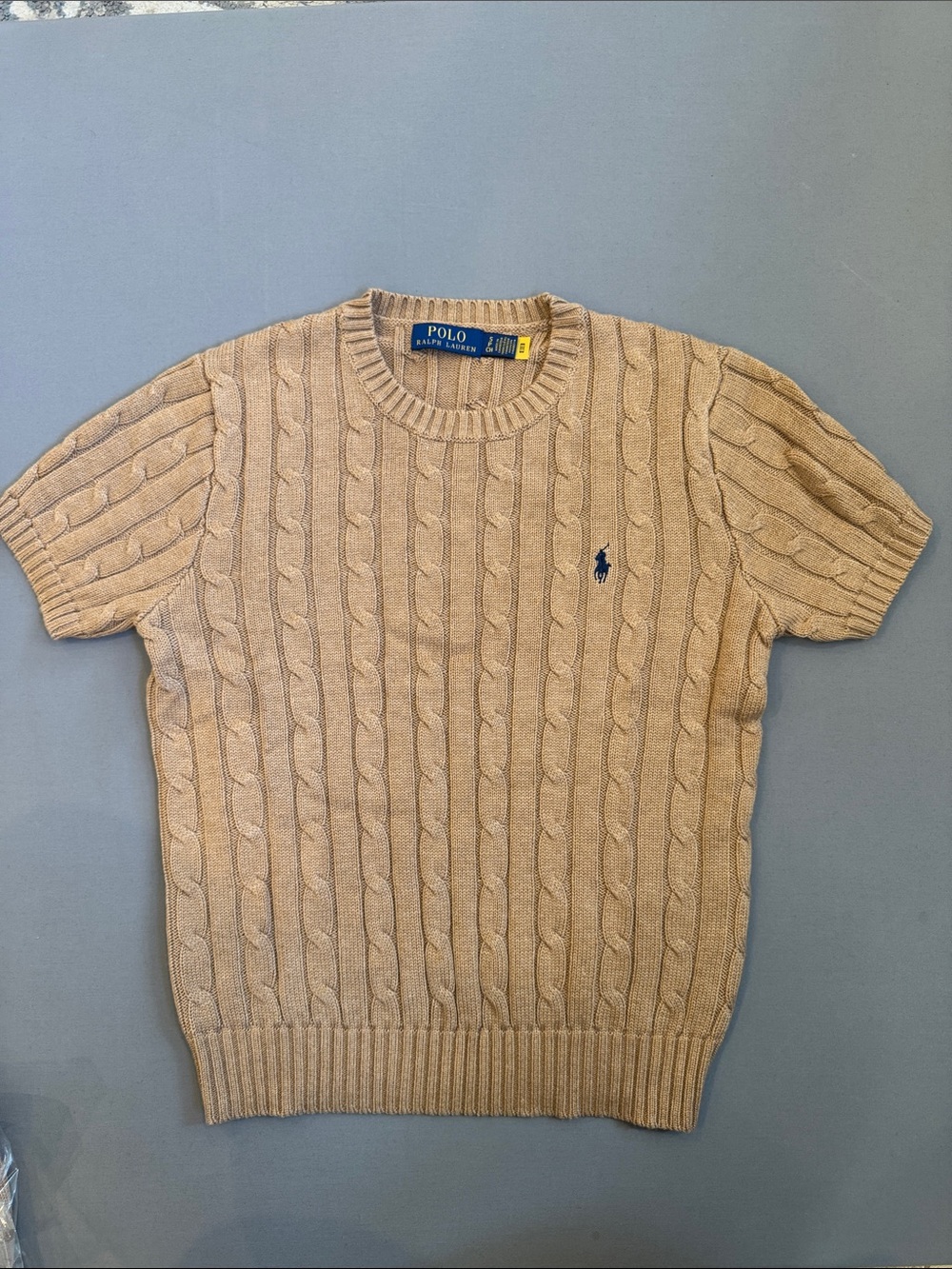 Ralph Lauren Camel Cable-Knit Short Sleeve Sweater - Picture 4 of 5